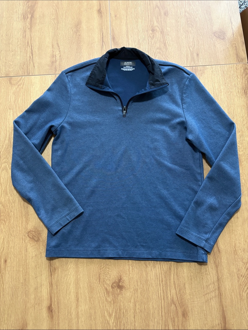 Alfani Men's Navy Blue Half-Zip Sweater with Black Collar